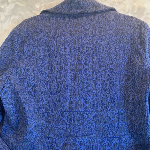 Ethyl Patterned Long Coat Women's M Blue Brocade Button Down Victorian (0317) - Picture 12 of 12